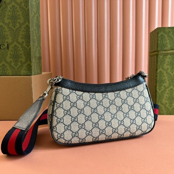 Gucci Navy Blue Ophidia Small Shoulder Bag, - Picture 6 of 9